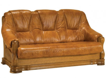 Wood Sofa 3-Seater Upholstered Designer Couches Set SL Sofa Three-Seater Leather